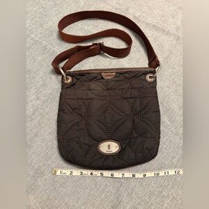 Fossil Key Per Fabric Quilted Crossbody Bag Black Slingbag Purse